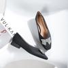 3026-1 Zapatos de Tacón Bajo de Cuero Genuino para Mujer 2025 Nuevo Lazo de Pedrería Tacón Grueso Suela Blanda Cómodos Punta Cuadrada