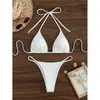 Novo maiô sexy para mulheres, biquíni de três peças liso, conjunto de praia e fontes termais de amarrar justo