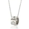 Nueva Moda Sencillo Anillo Redondo de Transferencia Colgante Collar para Mujer Accesorios de Colgante Collar de Acero de Titanio Cadena para Clavícula Versátil