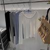 Camiseta Básica Primavera y Verano para Mujer, Nuevo Diseño Estilo Coreano, Elegante Camiseta de Manga Larga, Cuello Redondo, Top Interior Ajustado 40-67.5kg