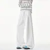 Pantalones de chándal rectos bordados para hombre, pantalones largos holgados de pierna ancha, pantalones casuales de moda de otoño estilo americano, estilo curvo versátil