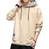 Moletom com Capuz Masculino Outono e Inverno Forrado com Fleece Estilo Japonês Ins Marca da Moda Falso Duas Peças Moletom Masculino Juventude Casual Roupa Masculina