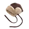 Chapéu Lei Feng estilo novo 2026 para mulheres, chapéu de inverno versátil que cobre as orelhas, gorro de pelúcia estilo pescador com lã de cordeiro espessa