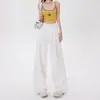 Jeans Blancos de Pierna Ancha Estilo Vintage Otoño 2025 para Mujer Cintura Alta Sueltos Adelgazantes de Largo Hasta el Suelo Otro Algodón