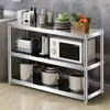 Estante de cocina multifuncional de acero inoxidable de 3 niveles, de pie, multicapa, para horno microondas doméstico, estante de almacenamiento