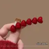 Grampo de Cabelo Vermelho com Atmosfera de Ano Novo 2026, Grampo Requintado para Franja Lateral, Elegante Grampo Bico de Pato Pequeno Estilo Chanel, Acessório de Cabelo Grampo Bb