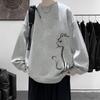 Suéter grueso para hombre, abrigo de primavera y otoño, cuello redondo, forro polar, camiseta gruesa de dibujos animados de moda para estudiantes de secundaria, invierno 2023