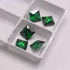 Anel Quadrado Princess de Pedra Esmeralda com Zircônia Quadrada Verde Pedra Solta Atacado