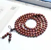 Pulseiras Antigas de Pau-Rosa Estilo Chinês Esculpidas à Mão Literárias e Artísticas Multi-círculos Brinquedos Culturais Masculinos e Femininos Pulseiras de Contas Budistas de Madeira