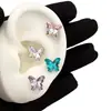 Pendientes de Mariposa Brillantes de Diamantes de Colores para Mujer, Clavos para Cartílago de Oreja, Clavos de Rosca, Estilo Minimalista, Pendientes de Moda Cool para Chicas de Gama Alta