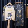 Pijamas infantis para meninas primavera e outono meninos manga comprida desenho fino menina princesa estilo ocidental grande terno para casa infantil