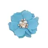 Accesorios planos de flor de tela de gasa hechos a mano DIY, triángulo, ciruela, aleación, hebilla de diamante, flor para zapatos, accesorios para el cabello de niños, 6 cm