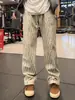 Calça Xadrez Tie-Dye Nasa para Homens, Primavera e Verão, com Caimento Fluido, Calça Jogger Esportiva Estilo Americano, Casual Fitness de Perna Reta, Flare
