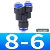 Conector pneumático T de plástico para tubo de ar, conexão rápida de diâmetro igual PE4mm8PY16 mm PEG10 de diâmetro variável 12PW16