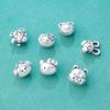 S999 Plata de Pie Muñeca Estereoscópica de Dibujos Animados Linda Cuentas Pulsera Hecha a Mano DIY Cuerda de Mano para Niños Accesorios de Plata Agujero Grande