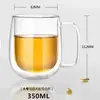 Caneca de Vidro Transparente Criativa de Camada Dupla para Chá e Água Caneca Térmica de Alto Borossilicato com Posicionamento em Algodão Pérola