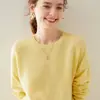 26 Suéter de Cachemira para Mujer Cuello Redondo Manga Larga Hombro Caído Tejido de Punto Casual Suéter Base Cálido de Invierno Color Sólido Pulóver