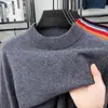 100% lã pura, gola alta, suéter de lã espessada para homens, nova coleção outono/inverno 2026, suéter de tricô casual e quente