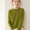 Nuevo suéter básico de moda grueso de cuello redondo para mujer de otoño e invierno, color liso simple, adelgazante, adecuado para ir al trabajo, con un ajuste regular en los hombros