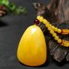 Colgante de cera de abejas amarilla con aceite de pollo en vivo, forma de gota, ámbar, piedra original, sin incidentes, marca antigua, collar de cera de abejas, cadena de lana para hombres y mujeres.
