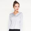 "Procesamiento y Personalización" Camiseta de Mujer de Seda con Cuello en V y Mangas Largas Talla Grande Pulóver Camiseta Básica de Punto de Seda de Morera Top de Color Puro