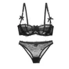 Sutiã Cruzado Estilo Francês, Lingerie Sexy de Renda para Mulheres, Push-Up, Respirável, Verão, Minimiza Seios Grandes, Conjunto de Sutiã Fino