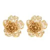Pendientes Elegantes de Palacio Estilo Vintage Francés, Flor de Peonía Hueca Tridimensional, Pendientes de Lujo Ligero con un Diseño Refinado y Único