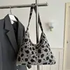 Bolsa Tote Casual Simples de Ombro Único, Novo Estilo Verão 2026, Estampa de Vaca, Estilosa e Fashion, Estilo Preguiçoso, Bolsa Tote de Grande Capacidade