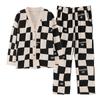 Cardigan Moda Primavera Pijama Feminino Calças de Manga Comprida Algodão Puro Primavera e Outono Conjunto Simples Casual para Usar em Casa Pode Ser Usado Fora