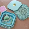 Caja de Joyería con Tapa Octagonal de Brocado Caja de Almacenamiento para Pulseras Joyas Cuentas Caja de Embalaje de Jade Esmeralda