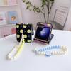 Para Samsung ZFlip Funda para Teléfono Plegable Cadena Colgante de Muñeca con Smiley Cubierta Trasera Zflip3/4 Funda Anticaída Cubierta Protectora