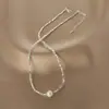 Colar de Pérolas e Prata Quebrada com Contas, Moderno e Simples, Corrente para Clavícula, Luxo Leve, Versátil, Personalizado, Atacado de Joias de Alto Padrão