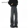 Pantalones de trabajo retro americanos lavados y desgastados, unisex, corte holgado, plisados, pierna recta, pantalones casuales para otoño e invierno, estilo high-street, ligeramente acampanados, modernos