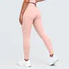 Nuevos pantalones de yoga de nylon de doble cara, con bloques de color transfronterizos, tacto nude, ajustados, de cintura alta y transpirables para mujer, adecuados para deportes, correr y fitness