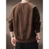 Moletom Americano de Gola Careca High-End Italiano para Homens, Novo Modelo de Outono com Patchwork Texturizado de Alta Resistência, Camiseta Solta de Manga Longa