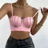 Bra Strapless Sexy con Adorno de Pedrería, Popular en Tiktok, Top Tubo de Moda para Fiesta, Hotel, Discoteca, Ropa Exterior Corsé
