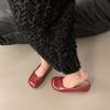 Sapatos baixos suaves e macios com laço na parte inferior prateados para mulheres 2024 primavera novo estilo confortável slip-on vermelho gorro sapatos
