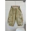 Pantalones para Niños Pantalones Largos Casuales Cargo para Niños Lavados Vintage Versátiles Otoño e Invierno Forro Polar Bolsillo Grande Moda para Uso al Aire Libre