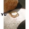 Anillo de Diamantes de Doble Capa Yuyu Jewelry Anillo en Forma de V para Mujer Lujo Accesible Nicho Acero Titanio Chapado en Oro Diseño que No se Desvanece Ins