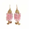 Brincos de Peixe Escama Rosa Dourado Retrô Francês, Luxo Acessível, Exquisitos, Modernos, Criativos, Únicos e Elegantes para Mulheres