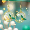 Pendientes de Aro con Concha de Serie Nuevo Océano Transfronterizos Estilo Vacaciones en la Playa Clips para Orejas de Cola de Sirena de Aleación Esmaltada