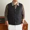 Nuevo Chaleco Casual de Algodón para Otoño e Invierno para Hombre, Cálido, Cuello en V, Simple, Versátil, Engrosado, Cálido, Sin Mangas, Chaleco 3