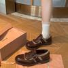 ¡Listo en Stock y Enviado en Segundos! Zapatos Estilo Mamá Uva Cuero de Caballo Industria Pesada Estilo Británico Retro Borla Tallada Barroco Zapatos de Cuero para Mujer