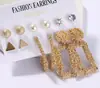 Set de Aretes de Aro con Perlas para Mujer Pendientes Geométricos Pendiente Círculo