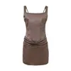 Vestido Feminino de Exportação Europeia e Americana para Cross-Border Aliexpress Popular de Verão Elegante com Decote Quadrado Plissado e Cintura de Espinha de Peixe