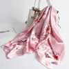Oferta Especial Seda de Hangzhou Sedas y Satines Bufanda Cuadrada Grande de 90 cm Bufanda de Seda Simulada Bufanda Versátil para Mujer Chal Delgado de Primavera y Otoño Protección Solar
