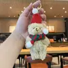 Chaveiro de Natal Pelúcia Pingente de Ano Novo Boneco Urso Fofo Brinquedo Chaveiro de Mochila Pequeno Presente