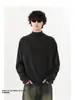 Nueva Camiseta Base de Terciopelo Doble Cara de Cuello Medio Alto para Primavera y Otoño, Suéter Retro de Invierno para Hombre, Camiseta de Manga Larga de Color Sólido Pesado