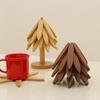 Tapete de Isolamento Térmico Mesa de Jantar de Madeira Maciça Anti-Queimadura Doméstico Porta-Copos Árvore Enfeites de Bambu Árvore de Natal Caçarola Refeição Dobrável
