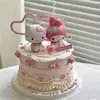 Celebridade da Internet Kt Cat My Melody Figuras Decorativas para Bolo de Aniversário de Meninas Desenho Animado Kuromi Kitty Decorações de Confeitaria